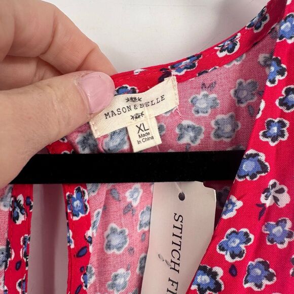 NWT Stitchfix Mason & Belle Lyla Button Detail Dress Size XL Red Floral‎ - Picture 12 of 15